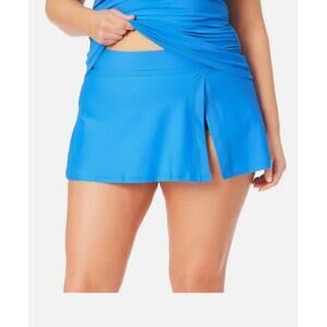 Anne Cole Womens 21PB41301 Blue Side Slit Skirted Bottom Swimsuit Size 24W Beach